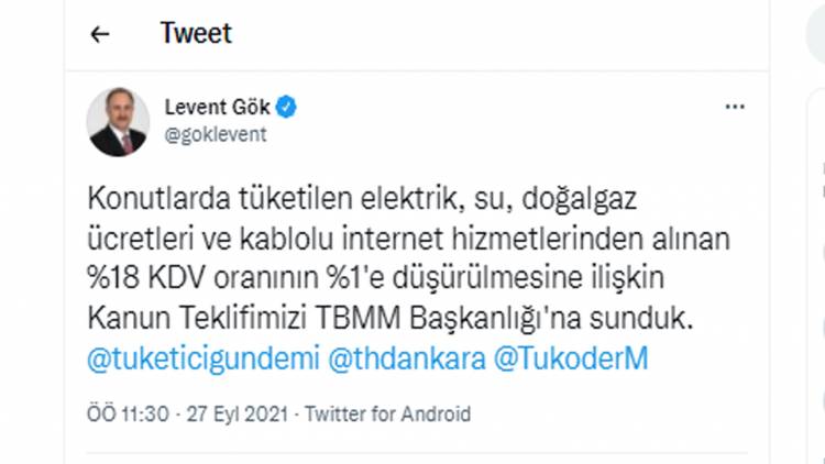 CHP'den elektrik, su, doğalgaz ve internette KDV oranlarının yüzde 1'e düşmesi için kanun teklifi